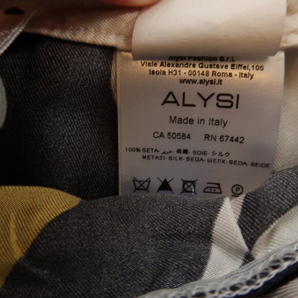 ALYSI 100% silk skirt floral beige black ITALY print fun vacation beachy design - Picture 9 of 9